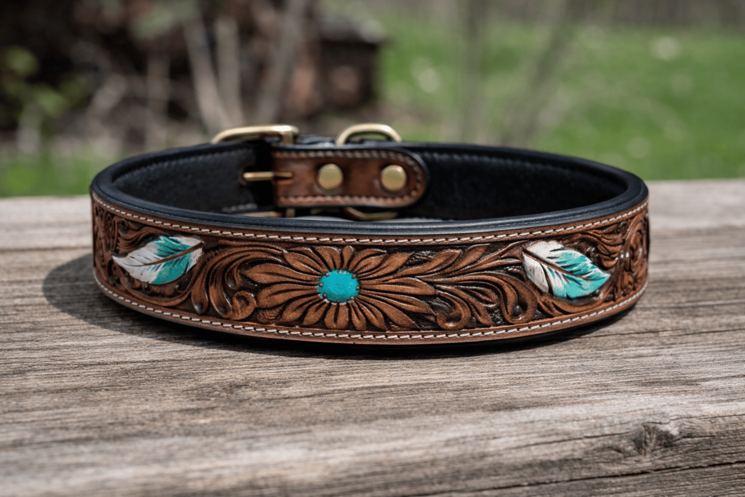 Hand - Tooled & Painted Leather Dog Collars - Lion Country Supply
