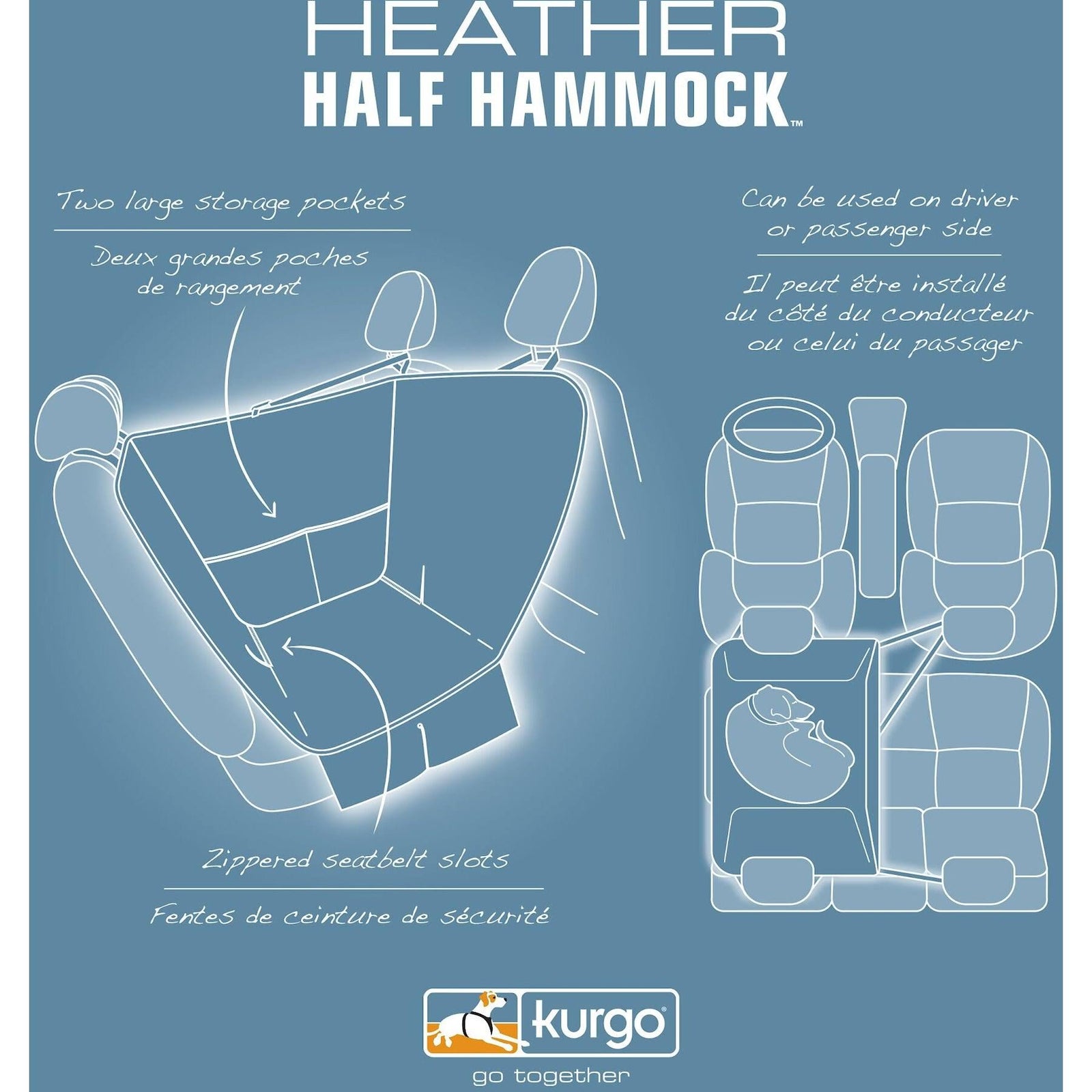 Kurgo Half Hammock Dog Seat Cover - Lion Country Supply