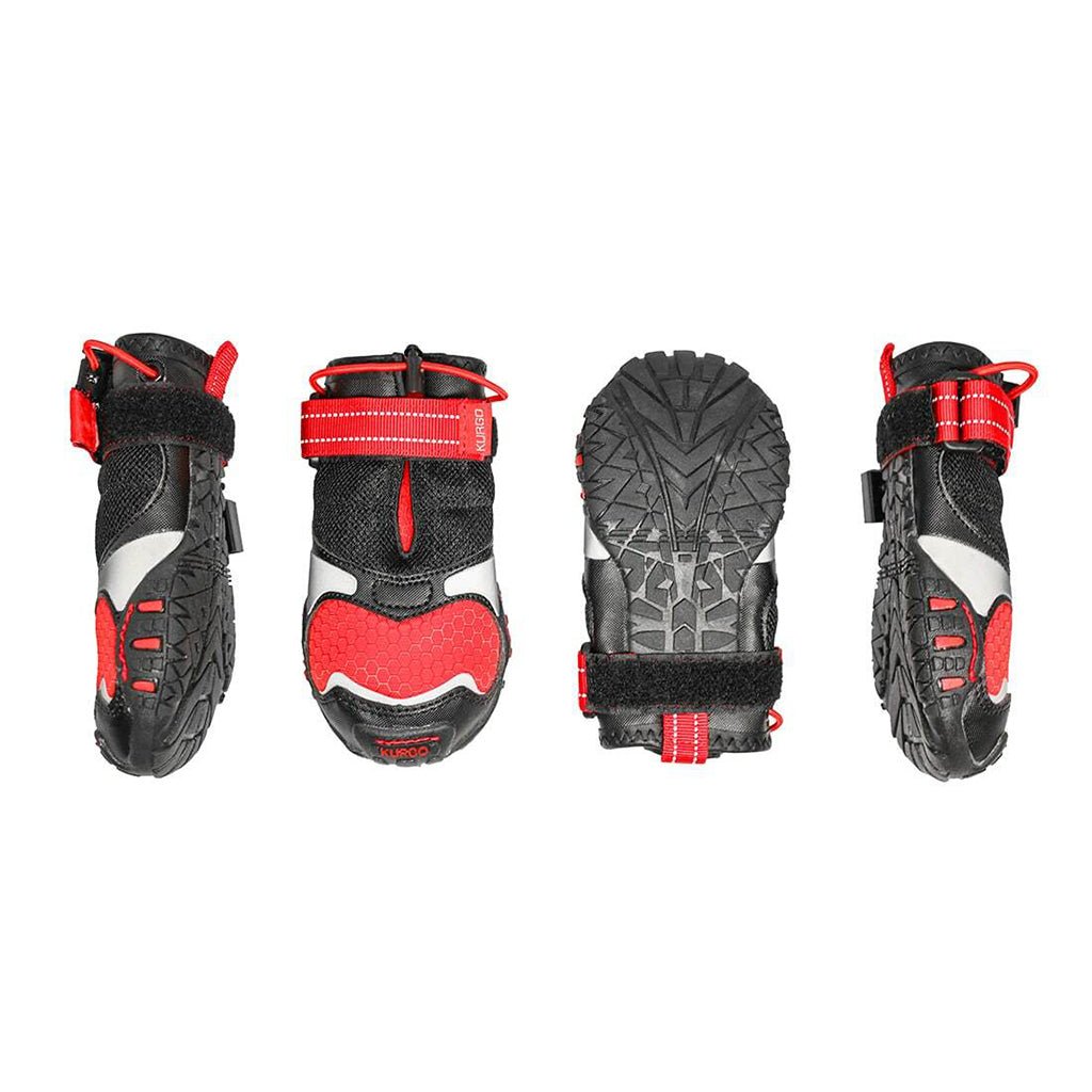 Kurgo Blaze Cross Dog Boots displayed from multiple angles, highlighting design and features.