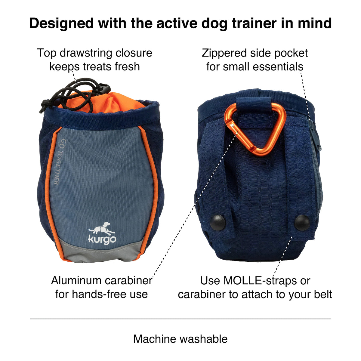Kurgo® Go Stuff It Treat Bag, Navy Blue - Lion Country Supply