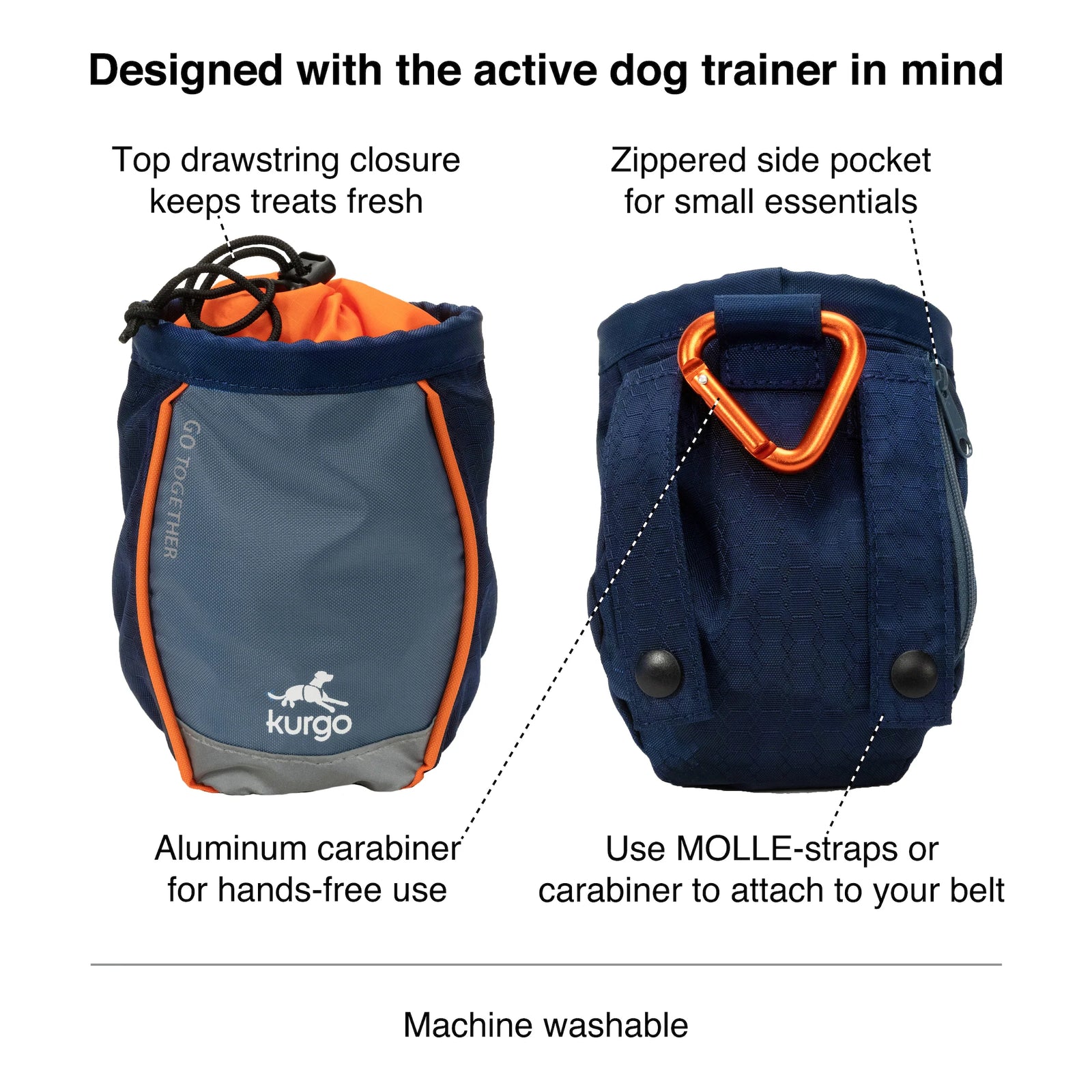 Kurgo® Go Stuff It Treat Bag, Navy Blue - Lion Country Supply