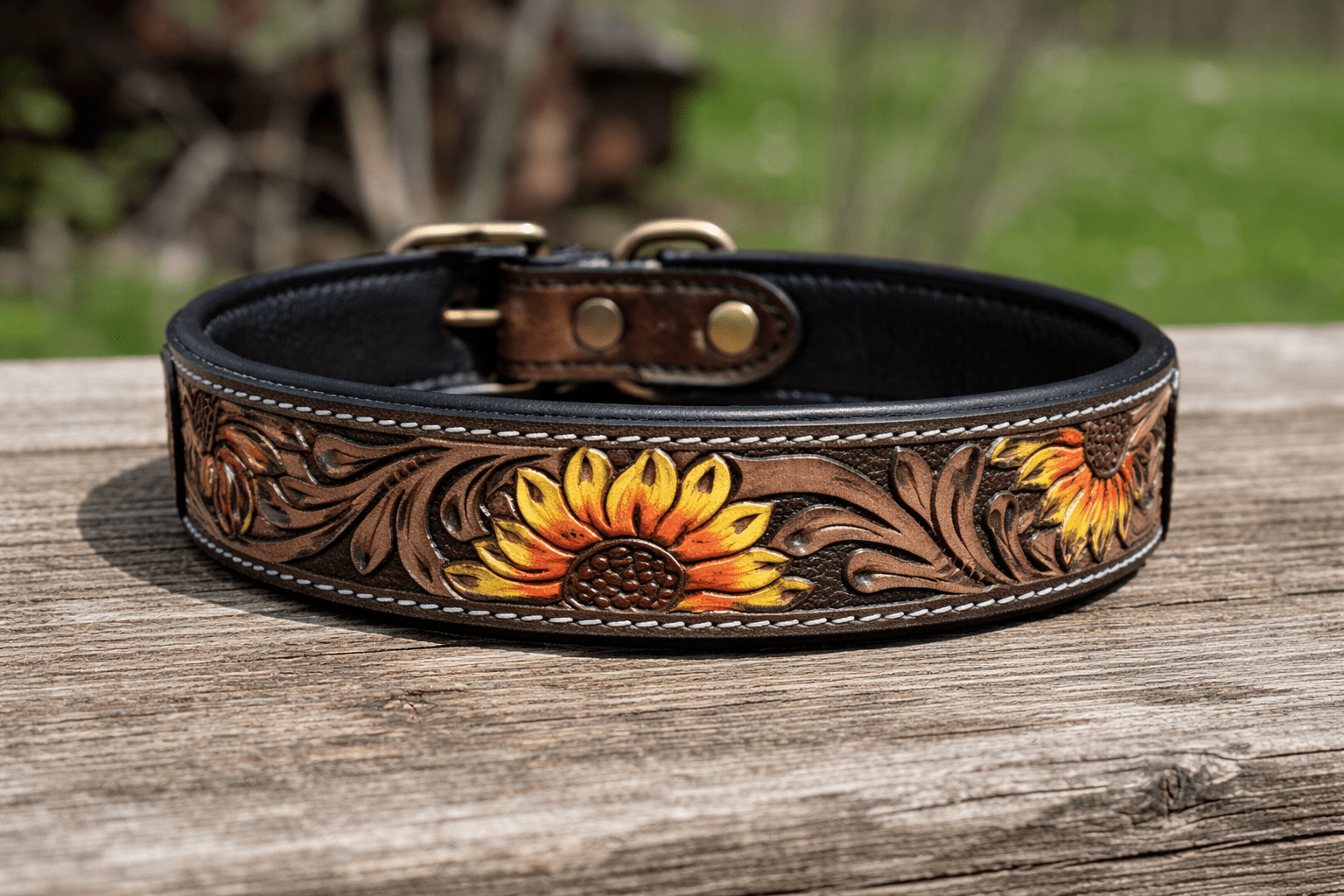 Hand - Tooled & Painted Leather Dog Collars - Lion Country Supply