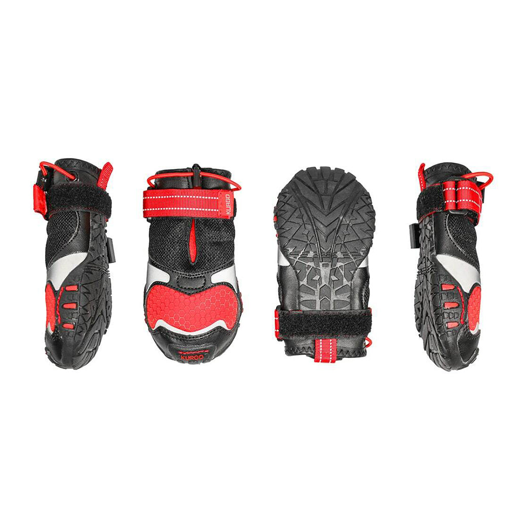 Kurgo Blaze Cross Dog Boots displayed from multiple angles, highlighting design and features.